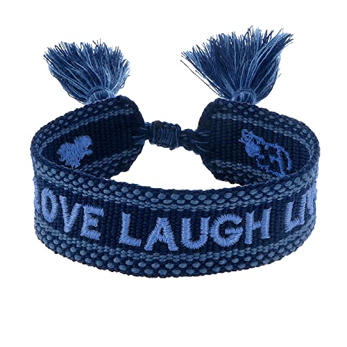 Bracelet femme Engelsrufer noir et bleu brodé Love Laugh Live en polyester cordon réglable