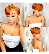 Pixie Cut Wigs for Black Women Human Hair Ginger Orange Lace Front Wigs Human Hair 13x4x1 Straigh...