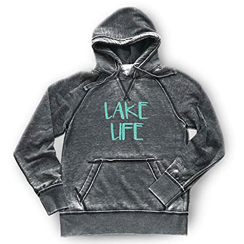 Lake Life Hoodie Sweatshirt Bonfire Lake Bum Soft Lightweight Burnout Hooded Sparkly Matte Metallic