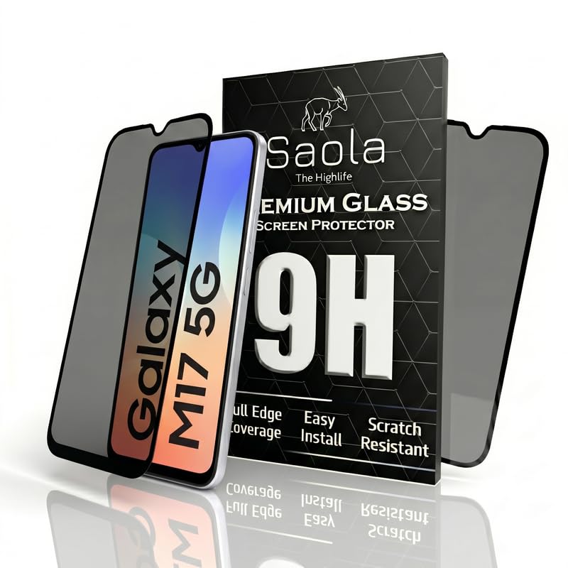 Image of Saola Ultra Privacy Tempered Glass For Samsung Galaxy M17 5g (PACK OF 1) with Free Installation Kit. Full screen Coverage. Free Replacement If Received Damaged - 6.7 inch