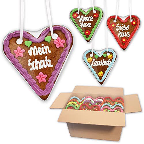20 Stück Lebkuchenherzen Mischkarton Viele Oktoberfest Sprüche Motto Party Deko Herz LEBKUCHEN WELT