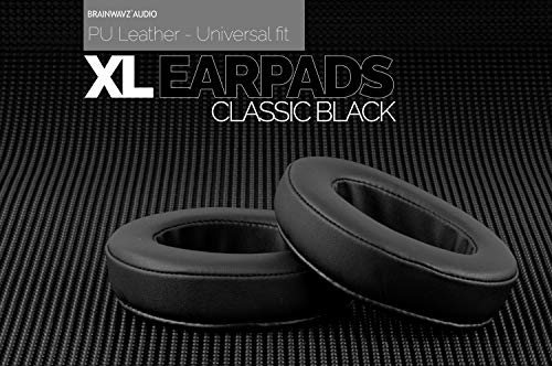 Image of Brainwavz XL Large Replacement Memory Foam Earpads - Suitable for Many Other Large Over The Ear Headphones - Sennheiser, AKG, HifiMan, ATH, Philips, Fostex, Sony (Black Pleather)