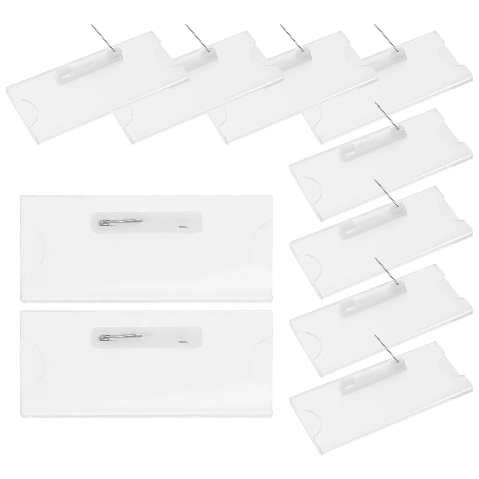 Ausweishalter 10 Stück Acryl-Namensschilder, blanko, durchsichtige Ausweishalternadeln, 7,1 x 3, cm