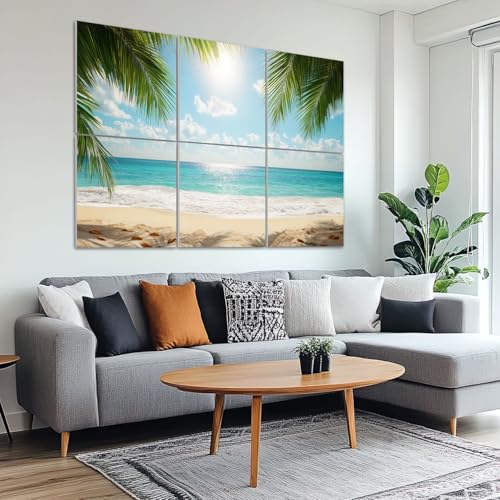 6 Pack Paneles Acústicos Decorativos Palmera Playa Tropical 72"x48" para Estudio y Oficina miniatura 6