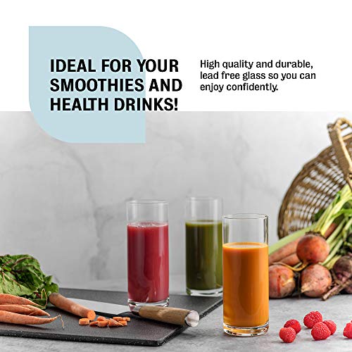 Highly Durable Drinking Glasses Set Of 6, 14 Ounce Highball Glasses For Cocktails, Coffee Bar Accessories,Tall Cocktail Glasses, Collins Glasses, Beer Glass, Glass Cups For Iced Coffee, Glass Beer Mug #TOP1