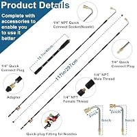 Hochdruckreiniger Verlängerung Kompatibel mit Kärcher K2 K3 K4 K5 K6 K7 | 10 Stück Druckrohr-Zubehör bis 4000 PSI mit Adapter, 1/4-Zoll-Schnellkupplung und 6 Düsen, Ideal für Auto und Dachrinne – Ansicht 5