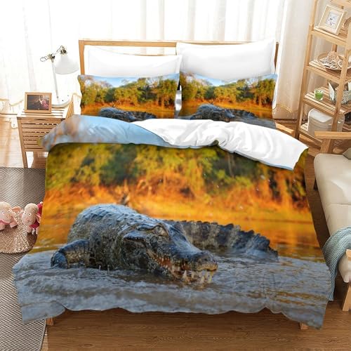 Housse de couette crocodile fermeture éclair parure lit microfibre douce