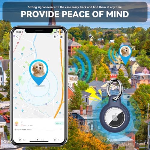 Inesore IPX8 Waterproof for Airtag Holder, Compatible with Apple Air Tags Keychain (with Lock),Anti-Scratch and Shock Case for Dog,Car Key,Luggage (Navy Blue-Grey-SZi-Blackish Green) — view 5