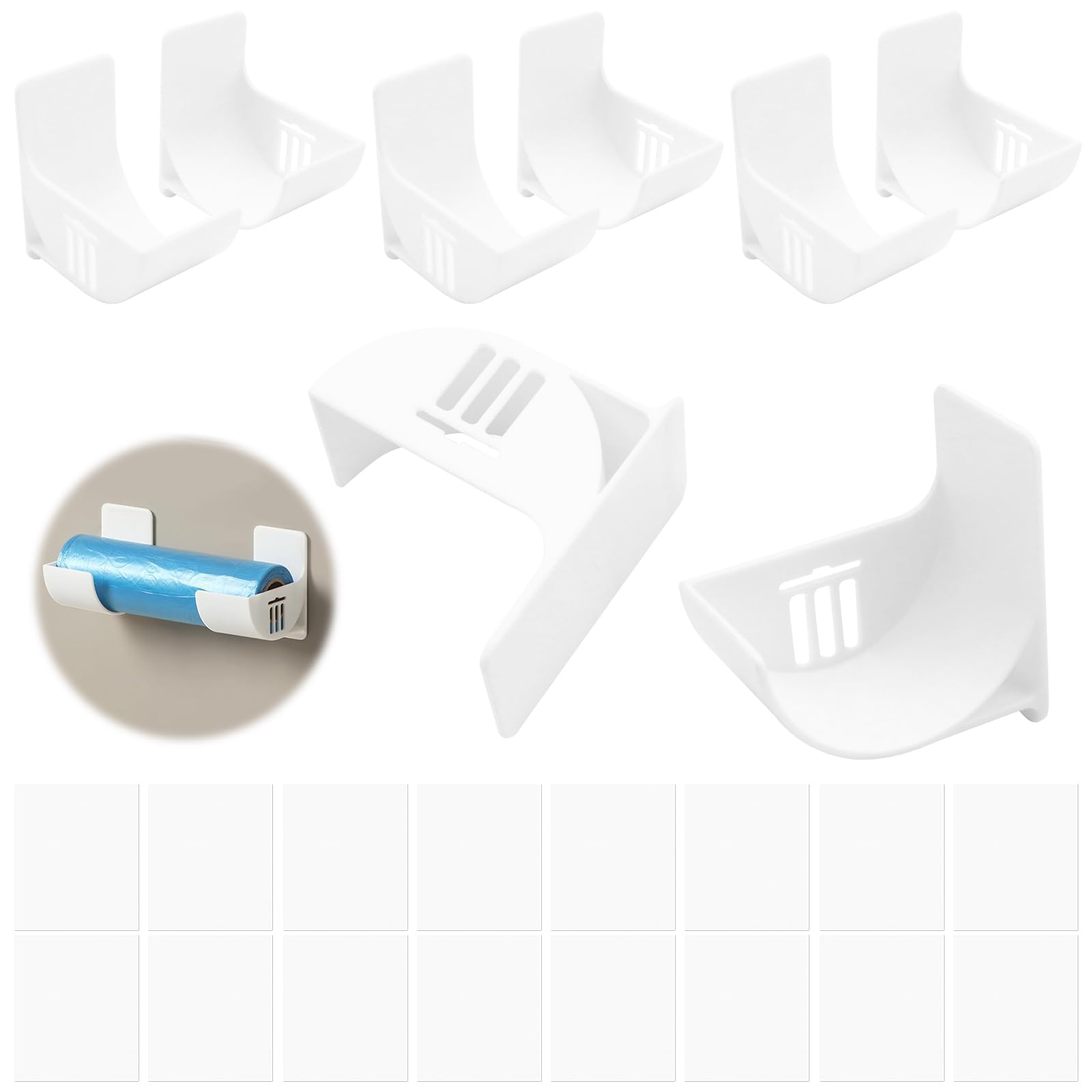 Wandgemonteerde vuilniszak plastic zakhouder en dispenser - zelfklevende hangende zak opbergdoos voor keuken - wit Wandgemonteerde vuilniszak plastic zakhouder en dispenser - zelfklevende hangende zak opbergdoos voor keuken - wit