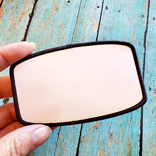 Set of Ten! Rounded Rectangle Hat Patch Sublimation Blank with Black Trim. 100% Polyester!