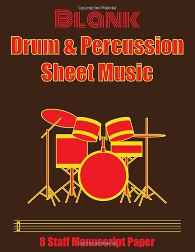 Blank Drum & Percussion Sheet Music: 8 Staff Manuscript Paper
