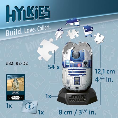 Ravensburger Puzzle 3d Star Wars R2 d2 — 54 Pièces En Plastique 12 X 8 Cm - vue 4