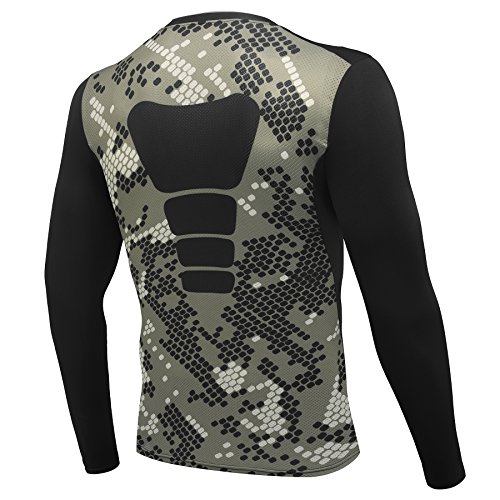 AMZSPORT Herren Kompressions-Shirt langärmlig Funktionsshirts Baselayer Langarm Tarnung Serie L