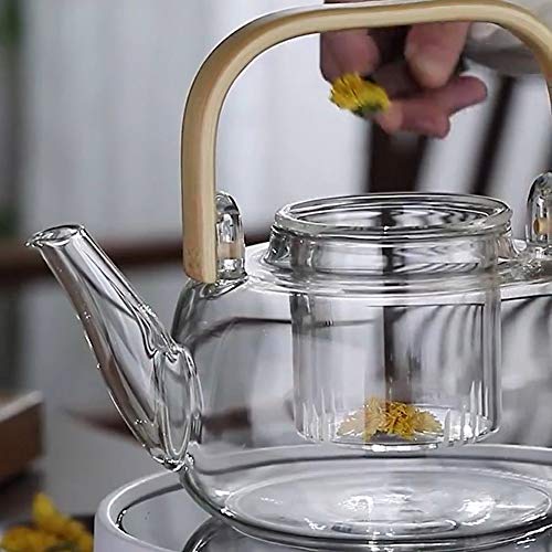 1000Ml Glass Teapot With Glass Infuser, Teapot With Strainer For Loose Tea, Safe On Stovetop, Tea Pot With Bamboo Handle (1000Ml/350Z) #TOP4