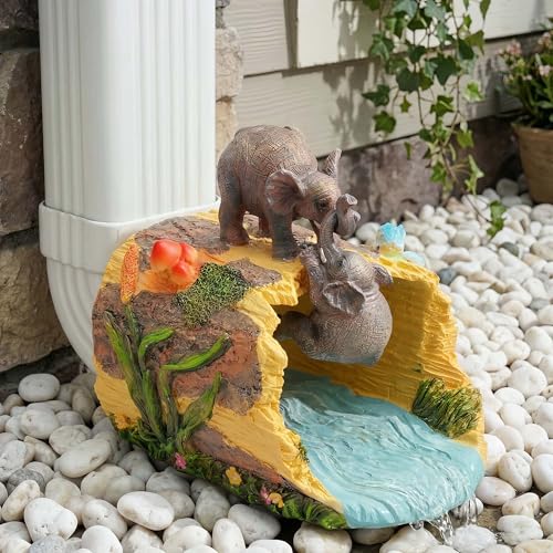 Euiroet Elephant Gutter Diverter Rain, Garden Animal Statue, Decorative Gutter Extension Downspout, Outdoor Decor Sculpture Ornament, Splash Block, Eco-Friendly Resin, Unique Gift for 3x4 Downspouts