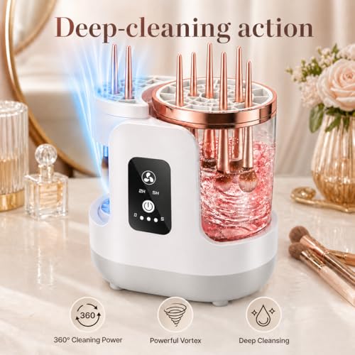 Electric Makeup Brush Cleaner Machine with Automatic Cleaning and Drying Functions Portable Makeup Brush Cleaner for All Size of Makeup Brushes Gifts for Makeup Lovers by WUZAIYEHONG - Used condition - Image 2