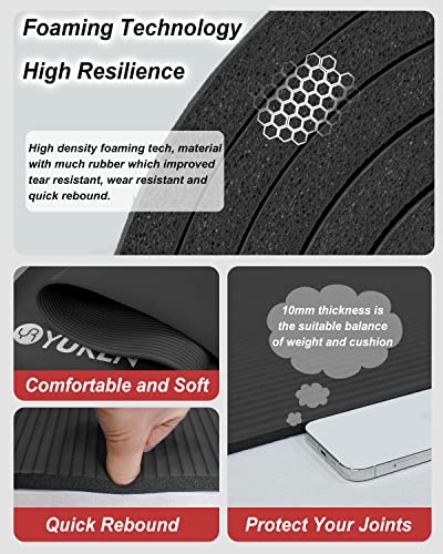 Yuren Large Exercise Mats 78"L X 51"W, Extra Wide Yoga Mat Thick 10Mm, Workout Mat For Home Gym Pilates Floor Stretch, With Carrying Strap And Bag - Black #TOP2