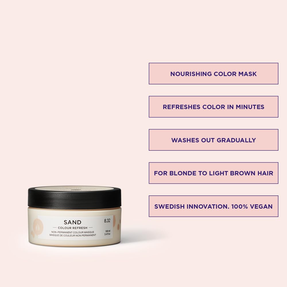 Maria Nila Colour Refresh, Sand 3.4 Fl Oz, Sand Hair Mask, Semi-Permanent Pigments, 100% Vegan & Sulfate/Paraben free