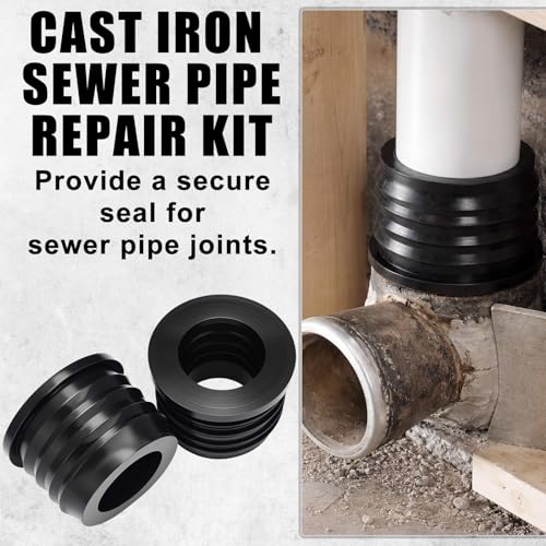 Innconee 4 Pack 2'' to 1.5'' Cast Iron Hub to PVC Adapter Sewer Pipe Repair Kit Flexible Seal Fitting for Schedule Pipes Leak Resistant Corrosion Proof Durable by Innconee - Image 3