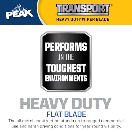 PEAK Transport Heavy Duty Windshield Wiper Blade, Durable Metal Wiper Blade Replacement for Class 6-8 Trucks, Class A RV's, and Transit Buses with Saddle Wiper Arm and 12" Flat Blade by PEAK - Image 3