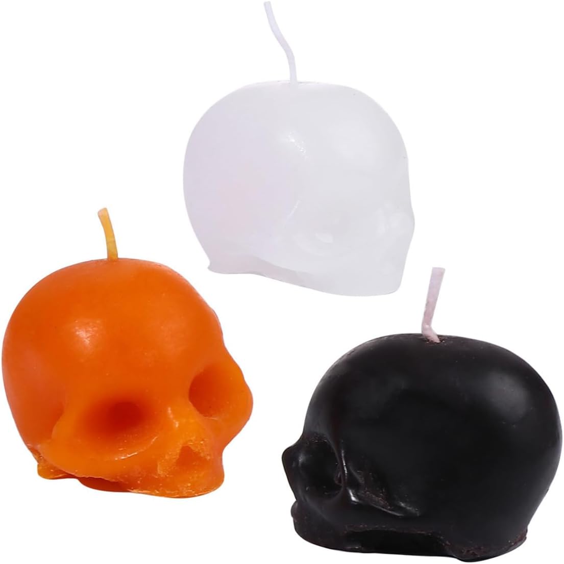 3pcs Skull Head Halloween Candle Set, Paraffin Horror Decor Season