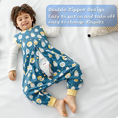 Image of WONDAY Toddler Sleep Sack with Feet, 0.5 Tog Sleeping Sacks for Walking with Legs 12-18 Months 2T 3T 4T 5T (Cat, 12-24 Months)