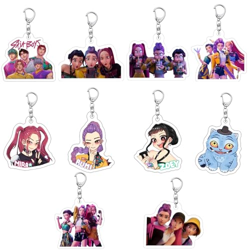 HYZMSZA Juego de 10 Llaveros de Anime, Juego de llaveros de Acrílico, Coleccionable Llavero Idea de Regalo para Movies Fans