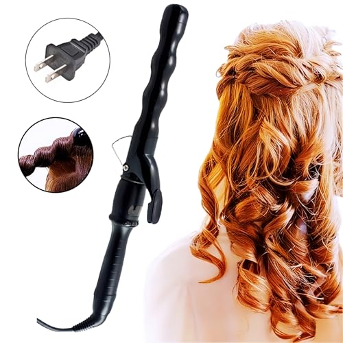 Image of Bubble Curling Wand 1.25 inch 32mm Beach Wave Curler with LCD Display, Ceramic Crimping Iron for Long Hair