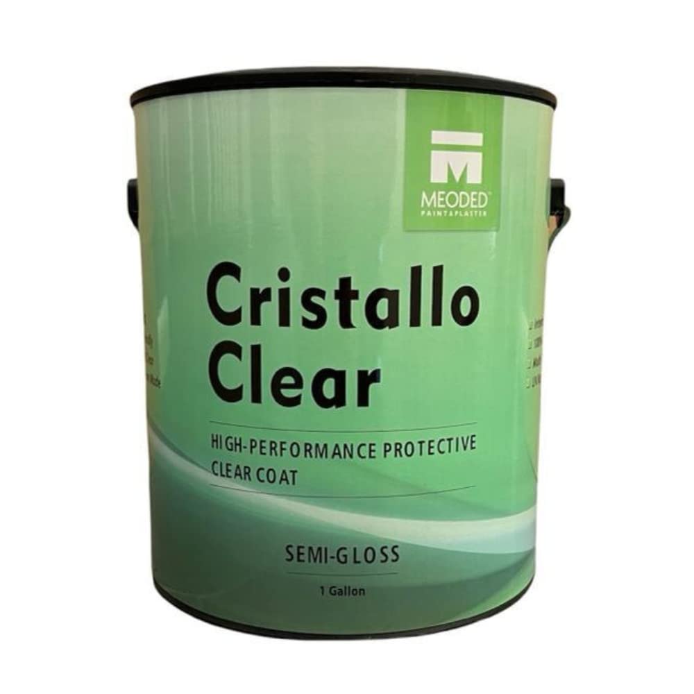 Cristallo Clear, Semi-Gloss Clear Coat, Water-Based Acrylic Protective Coating for Paints and Plasters, 1 Gallon