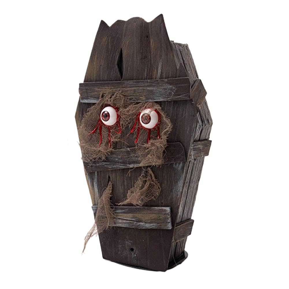 EcoGleam Halloween Coffin Box with Horror Sound Effects Vampire Coffin with Horror Visual Effects Tombston Ornaments for Halloween Decor Accessories