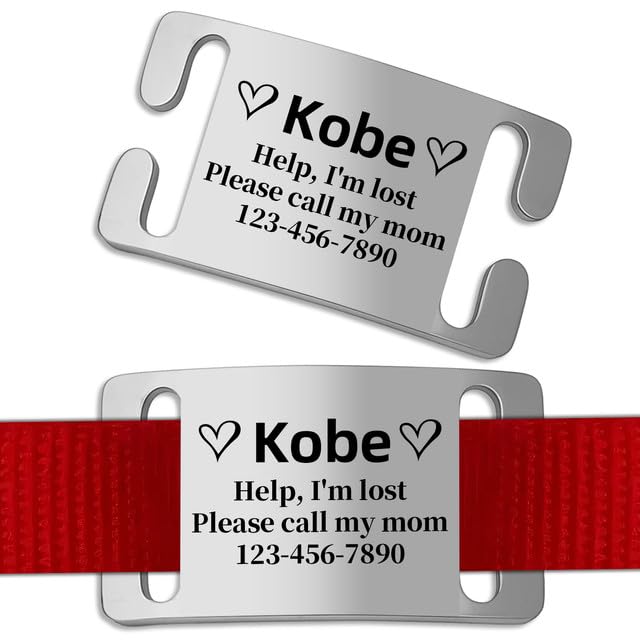 Personalised Dog Tags Engraved for Pets - Custom Name & ID Tag with Silent Slide-On Design for Dogs & Cats | Engrave Pet Identity on Stainless Steel Tag for Collar