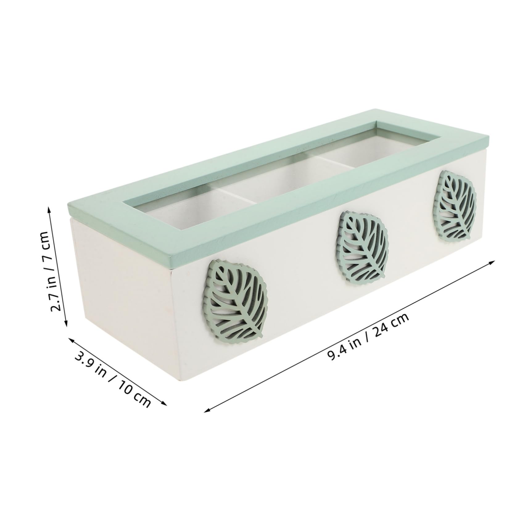 Elegante Teebox mit 3 Fächern und Glasdeckel Vielseitige Aufbewahrung für Teebeutel Platzsparend und Rustikal für Arbeitsplatte im Zuhause