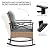 YITAHOME 3-Piece Outdoor Rocking Chair Bistro Set, Patio Wicker Rocking Chair Conversation Set with Glass Coffee Table & Soft Cushions for Balcony, Lawn and Porch Poolside (Light Brown+Gray)