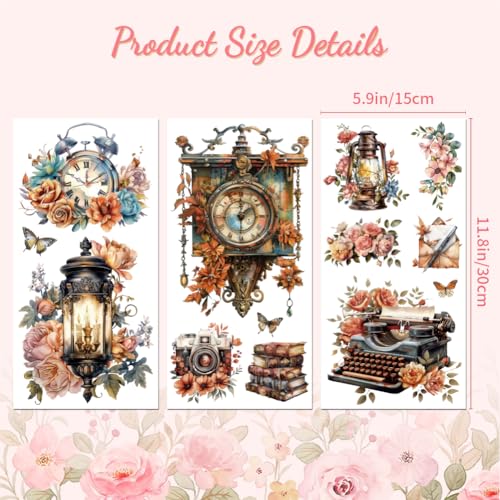 Peacoblue Rub on Transfers for Crafts 3Pcs Vintage Retro Objects 15cmx30cm - Image 2