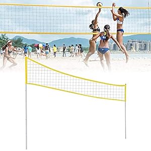 Draagbare volleybalnetset voor buiten – Snelle en eenvoudige installatie – Stevige stokken, PU-volleybal met pomp en…