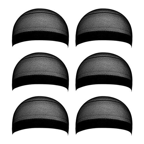 6 Pieces Black Stocking Wig Cap Stretchy Nylon Wig Caps Black Nylon Close End Wig Caps for Men and Women