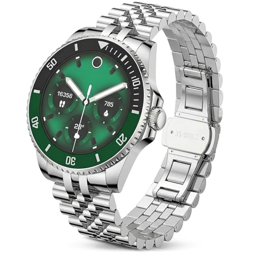 OIKKEI Luxury Smart Watch for Men - 1.19' AMOLED Always-on Display, Classic Green Bezel Diver Style, ChatGPT AI Voice, Bluetooth Call, Waterproof Business Smartwatch for Android iOS