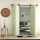 ETIASQSA 80''/6.6FT Bi-Folding Sliding Barn Door Hardware Kit, Smoothly and Quietly-Saves Space-Heav