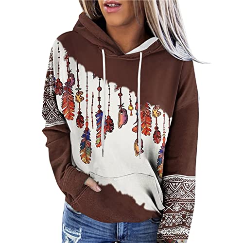 Kapuzenpullover Damen Frauen Western Aztec Geometric Hoodie Ethnic Graphic...
