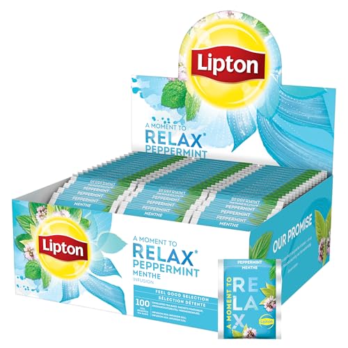 Lipton, Separación Relajante, Caja de Infusión, Sabor Menta, Frescura, Certificado Rainforest Alliance, 100 Bolsas de origen vegetal