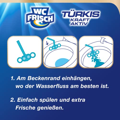 WC-Frisch Kraft Aktiv Türkisspüler Meeresfrische (10er Pack), WC Reiniger für eine sichtbare Reinigung mit türkisem Wasser, Duftsteine für einen intensiven WC Duft