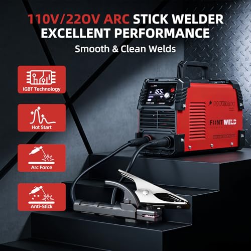 Image of 165A Stick Welder, Portable Welding Machine, IGBT Inverter ARC Weldr 110 /220V Dual Voltage Hot Start ARC Force, Large LED Display MMA /Lift TIG Welder for 1 /16 inch to 1-8 inch Rod