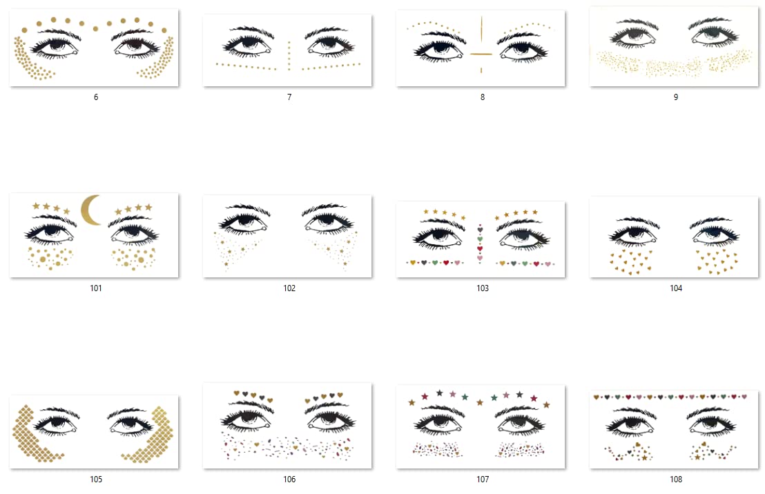 1 PCS RANDOM FACE TATTOO Adhesive Glitter Jewel Tattoo Sticker Festival Rave Party Body Make Up Z1TAMIX