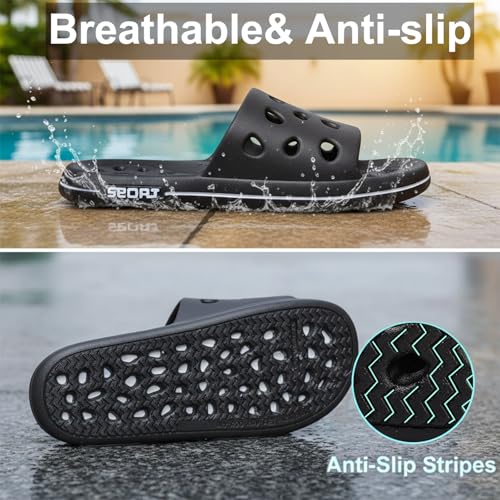 Image of FINLEEO Shower Sandals with Drainage Holes - Quick Drying Bathroom & Gym Slippers for Men and Women