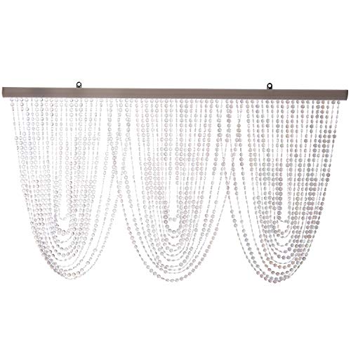 Event Decor Direct Beaded Valance - Crystal Iridescent Diamond Cut Curtain Header Rods - Swag Pattern for Doorways, Bedroom Closet Door (36
