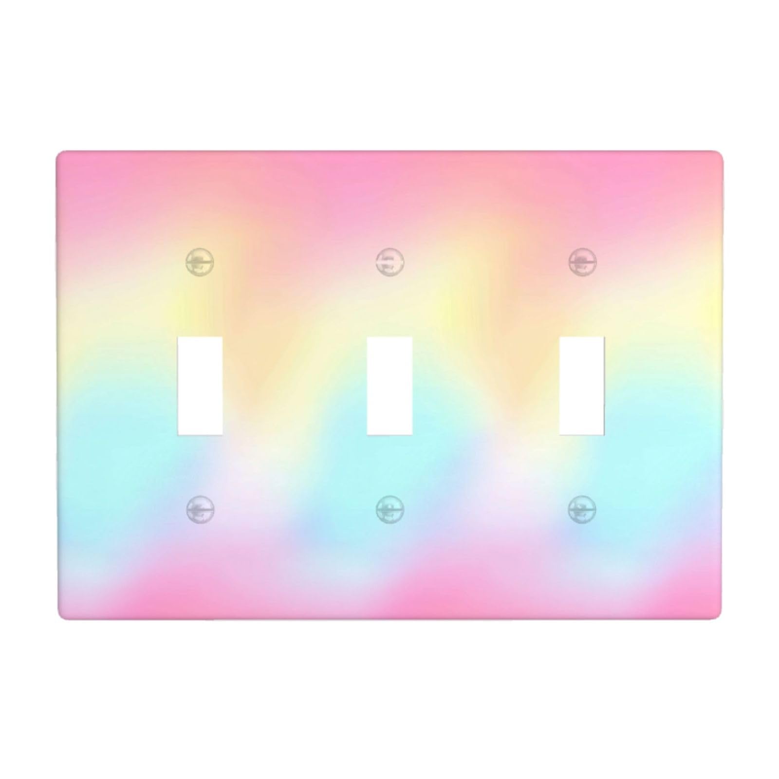 Rich Color Gradients Pink Yellow Blue Light Switch Covers 3 Gang Triple Toggle Wall Plate Switchplate Electrical Faceplate for Bathroom Kitchen Bedroom Decor