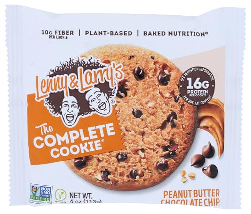 Lenny & Larry's The Complete Cookie, Peanut Butter Chocolate Chip, Soft Baked, 16g Plant Protein, Vegan, Non-GMO, 4 Ounce Cookie (Pack of 12)