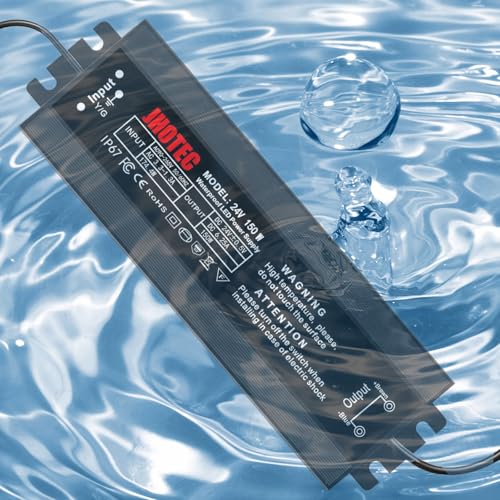 Image of LED Driver 150W, Waterproof IP67 Power Supply AC110-265V to 24V DC 6.25A Low Voltage Transformer Ultra Thin Adapter,with UL 3-Prong Plug for Outdoor LED Lights, Computer Project,Water Pump etc