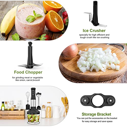 Immersion Blender,7 In 1 Hand Blender Electric 800W 20-Speed With Egg Whisk,Milk Frother,500Ml Chopper,600Ml Beaker,Ice Crush Blade,For Puree Infant Food, Smoothies, Sauces, Soups #TOP3