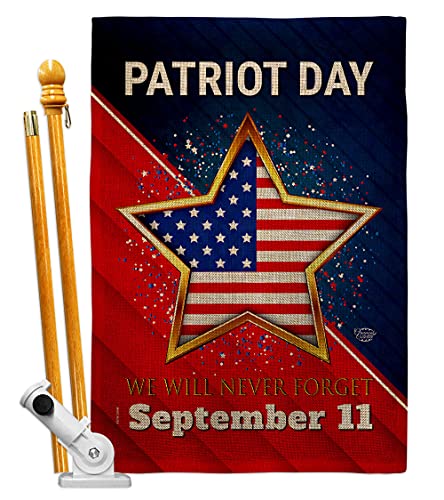 Ornament Collection Never Forget 9/11 Burlap House Flag Set Patriot Day World Planet Peace Environment Awareness United State American Banner Small Garden Yard Gift Double-Sided, Made in USA